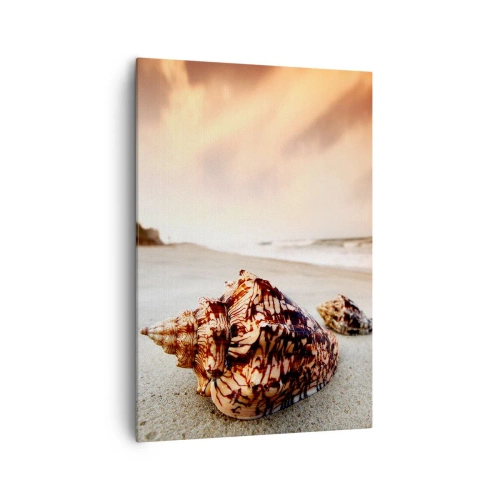 Impression sur toile - Image sur toile - Coquillages sur la plage au coucher du soleil - 70x100cm - Les parias des vagues - Décoration murale moderne pour le salon et la chambre ARTTOR