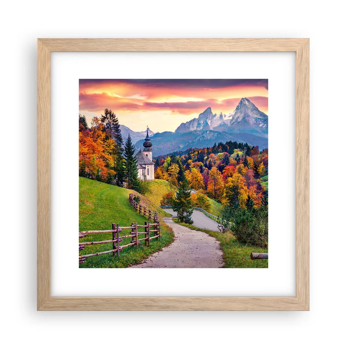 Affiche dans un chêne clair - Poster - Paysage comme peind - 30x30 cm