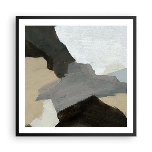 Affiche dans un cadre noir - Poster - Abstraction : le carrefour du gris - 60x60 cm