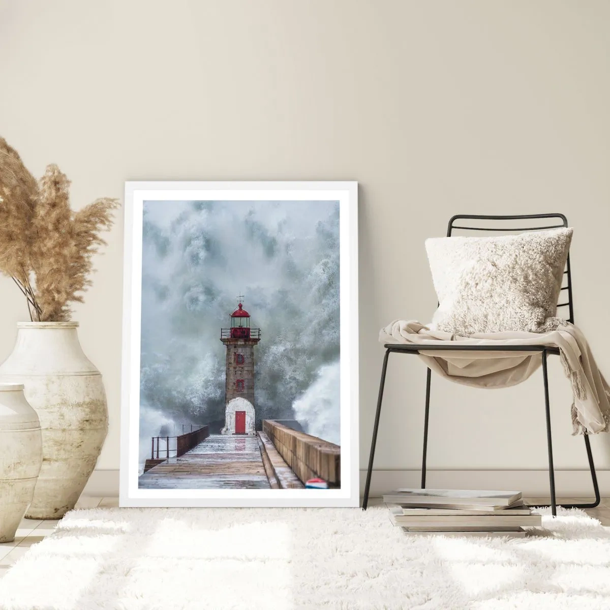 Affiche dans un cadre blanc - Poster - Le rugissement des eaux, le bruit soufflera - 30x40 cm