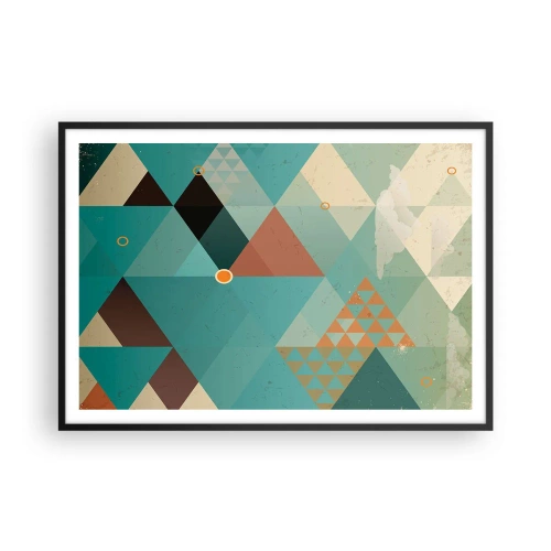 Affiche dans un cadre noir - Poster - Motifs géométriques dans les tons turquoise et marron - 100x70cm - Unité de la multiplicité, multiplicité de l'unité - Décoration murale moderne pour le salon et la chambre ARTTOR