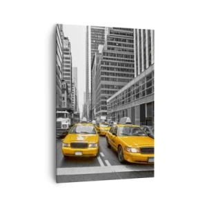Impression sur toile - Image sur toile - Taxis jaunes dans les rues de New York - 70x100cm - C'est nous qui colorons la ville - Décoration murale moderne pour le salon et la chambre ARTTOR
