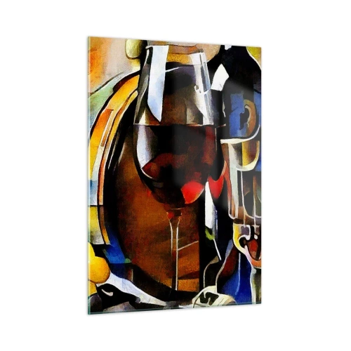 Impression sur verre - Image sur verre - Composition abstraite avec verres de vin et instruments - 50x70cm - Et le monde prend des couleurs - Décoration murale moderne pour le salon et la chambre ARTTOR