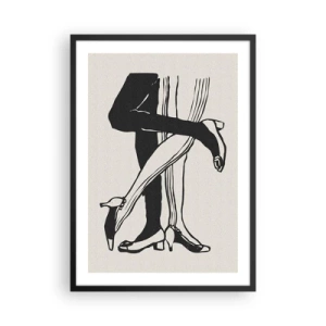 Affiche dans un cadre noir - Poster - Illustration en noir et blanc de jambes entrelacées dansant - 50x70cm - Attribut féminin - Décoration murale moderne pour le salon et la chambre ARTTOR