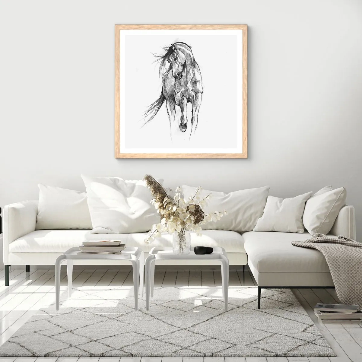 Affiche dans un chêne clair - Poster - D'un trot gracieux - 30x30 cm