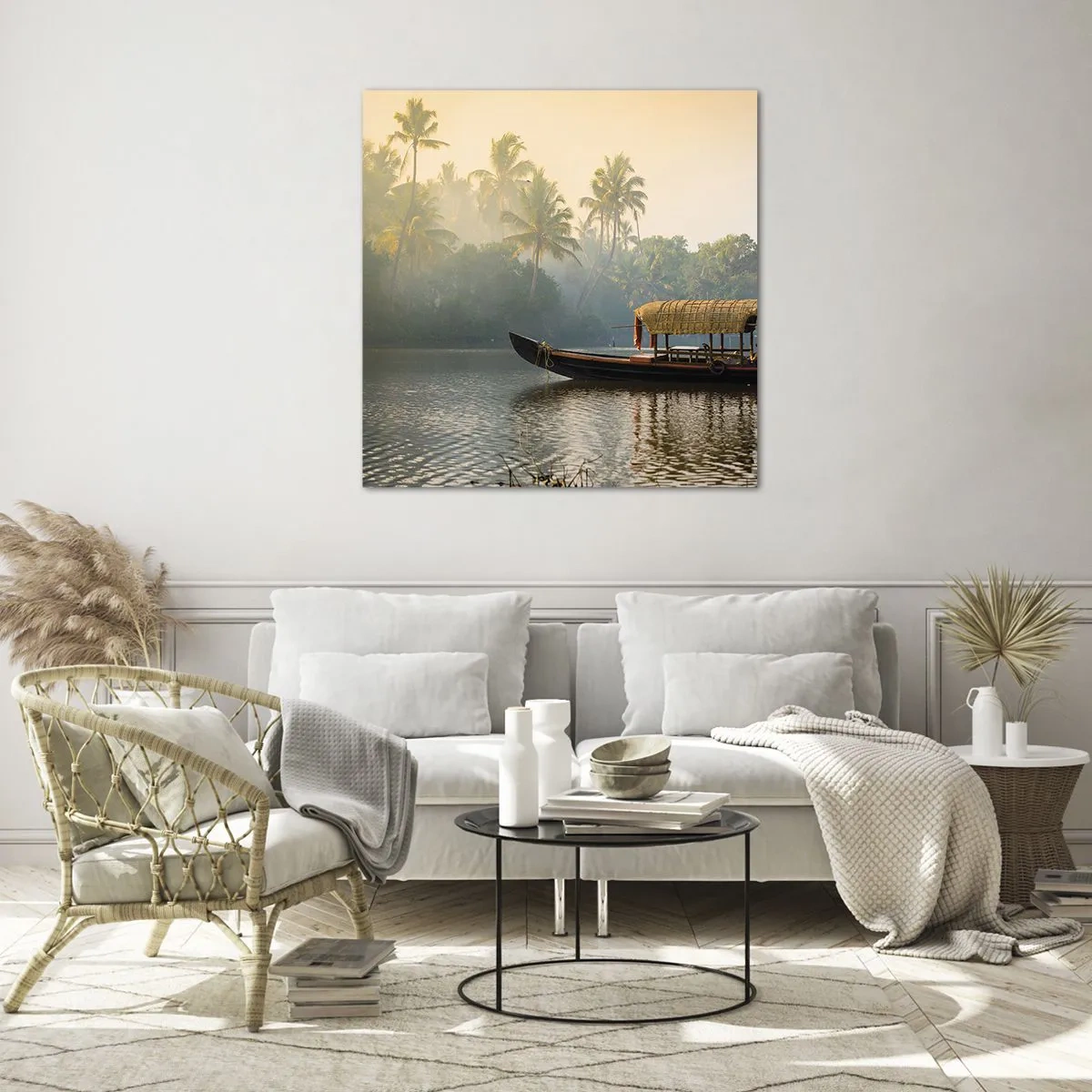 Impression sur verre - Image sur verre - Maison sur la rivière - 50x50 cm