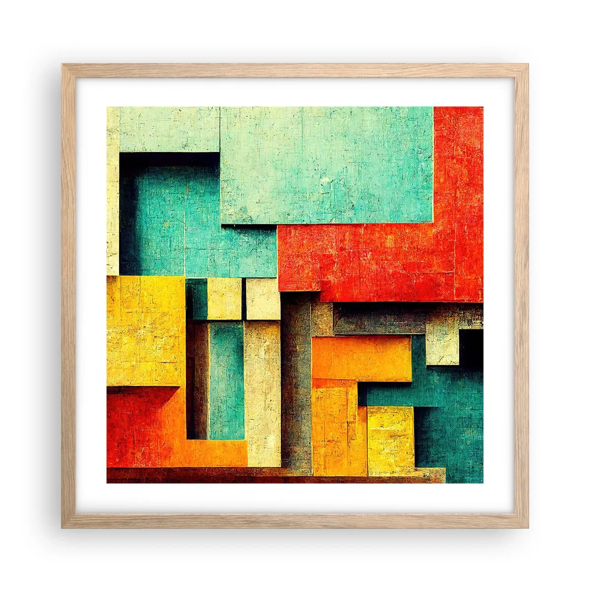 Affiche dans un chêne clair - Poster - Festival des angles droits - 50x50 cm