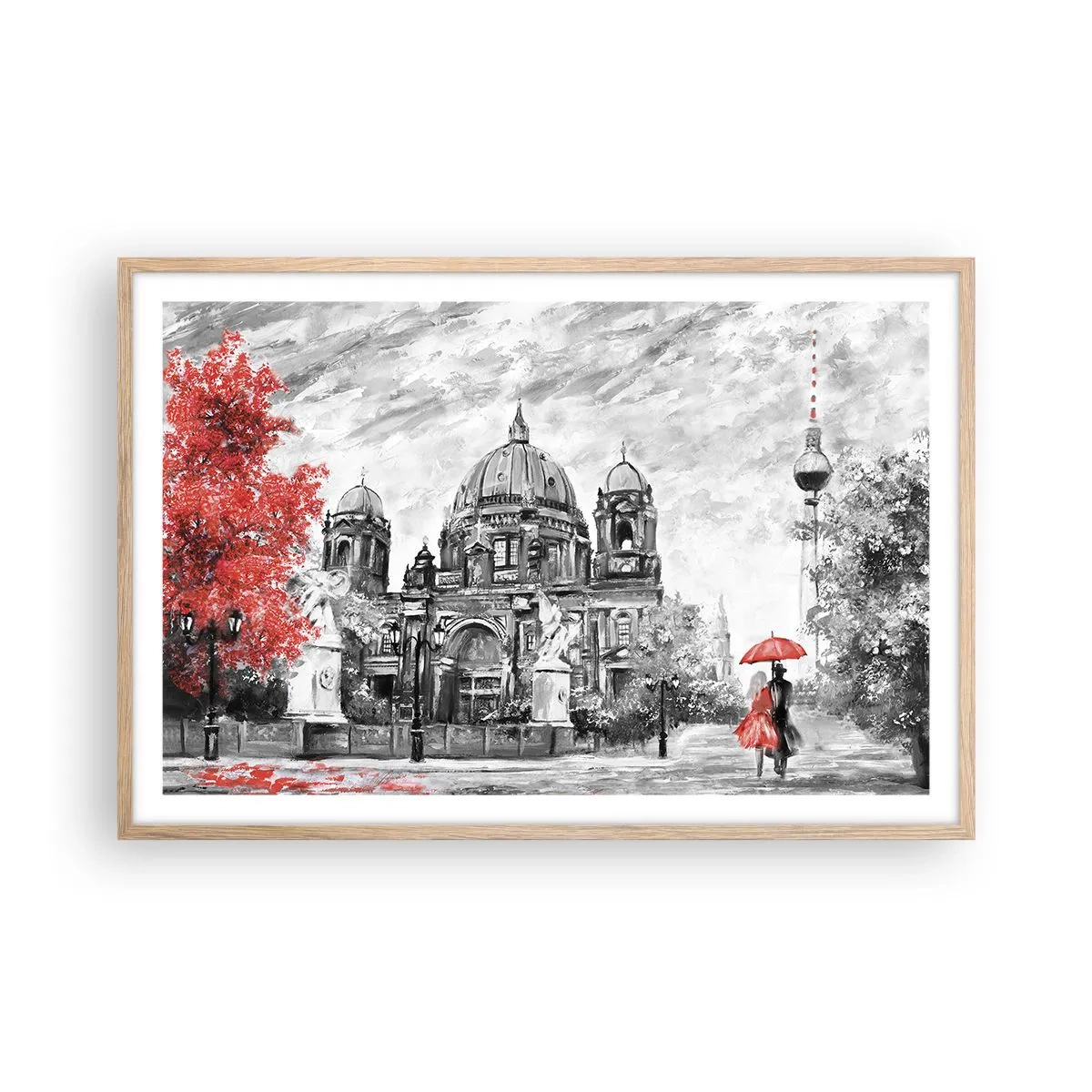 Affiche dans un chêne clair - Poster - Rencontre berlinoise - 91x61 cm