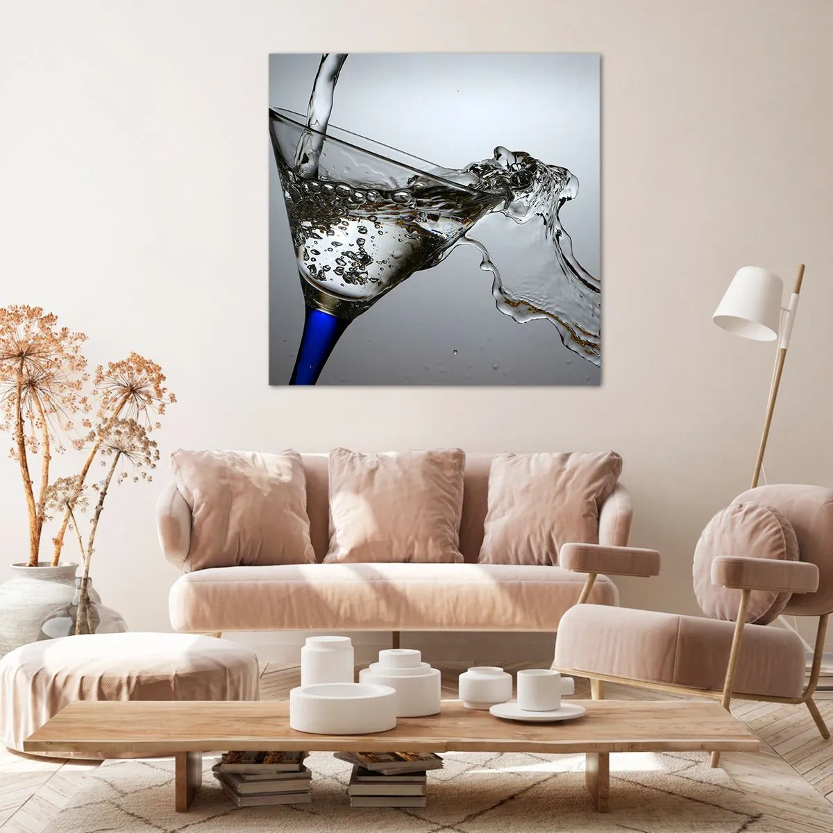 Impression sur toile - Image sur toile - Eau cristalline dans un verre cristal - 40x40 cm