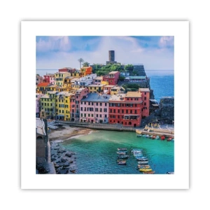 Affiche - Poster - Petite ville magique de méditerranée - 40x40 cm