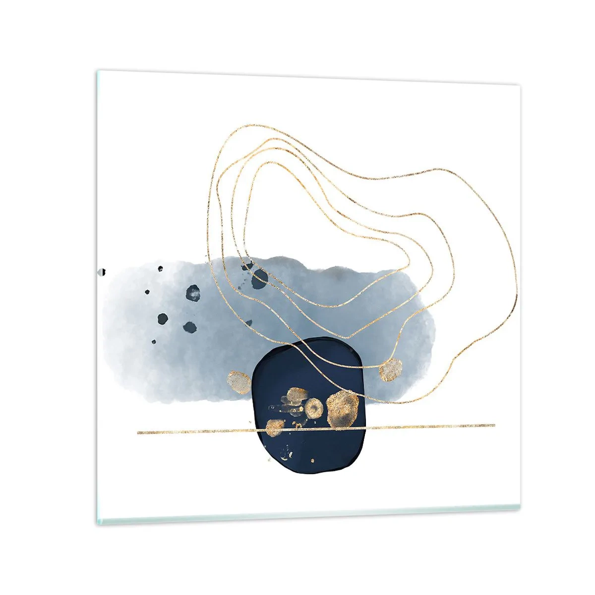 Impression sur verre - Image sur verre - Fantaisie bleu et or - 70x70 cm