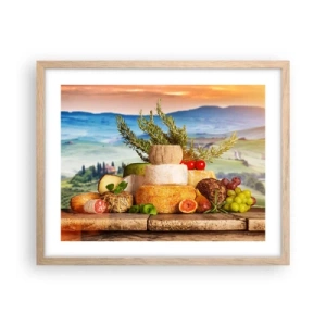 Affiche dans un chêne clair - Poster - La joie de vivre à l'italienne - 50x40 cm