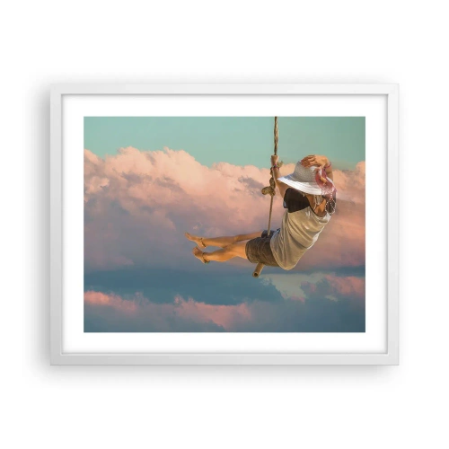 Affiche dans un cadre blanc - Poster - S'amuser dans les nuages - 50x40 cm