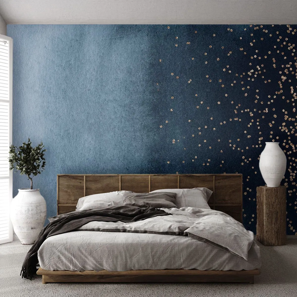 Papier Peint Autocollant Deluxe Sticker - Composition - phases bleues - Abstraction, Morceau, Conception - 250x175 cm