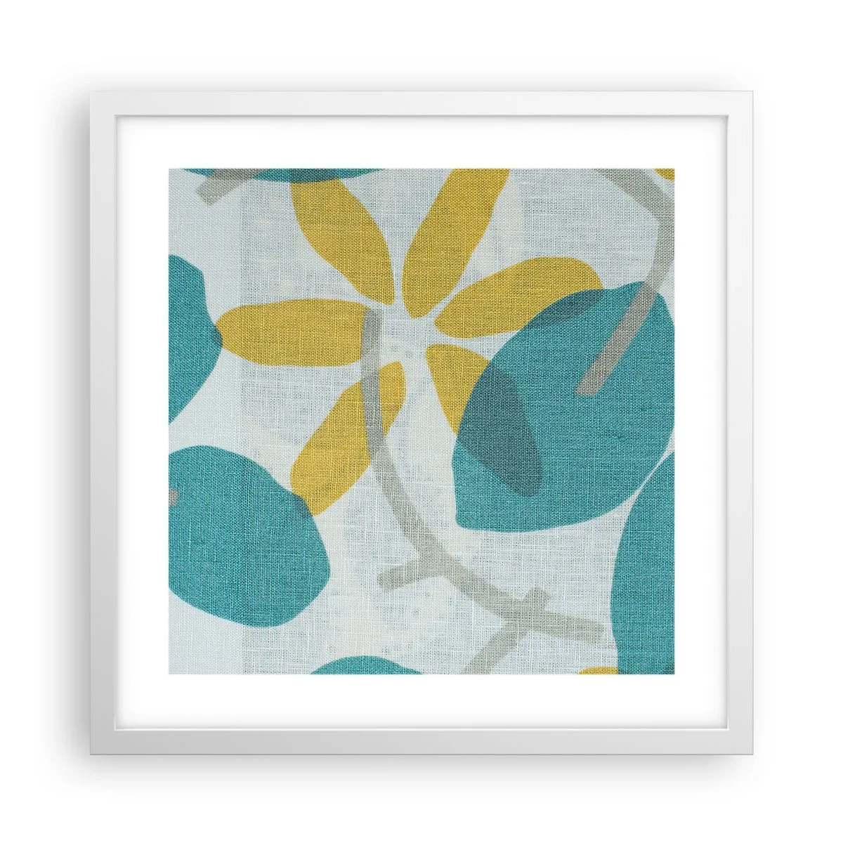 Affiche dans un cadre blanc - Poster - Wśród lazurowych liści - 40x40 cm