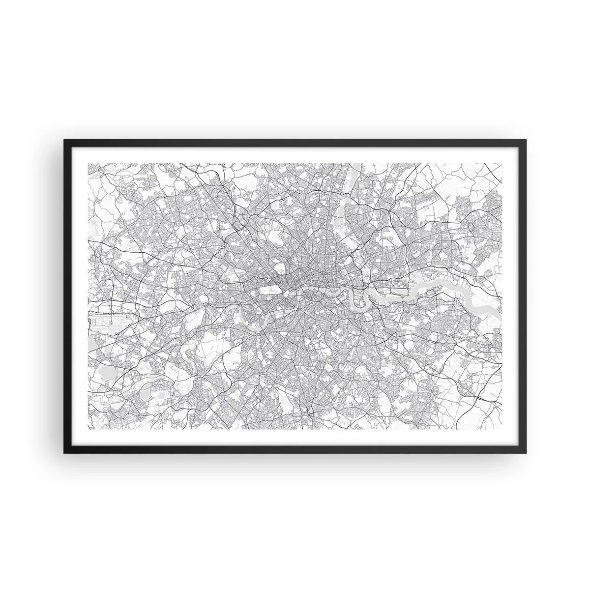 Affiche dans un cadre noir - Poster - Carte du labyrinthe londonien - 91x61 cm