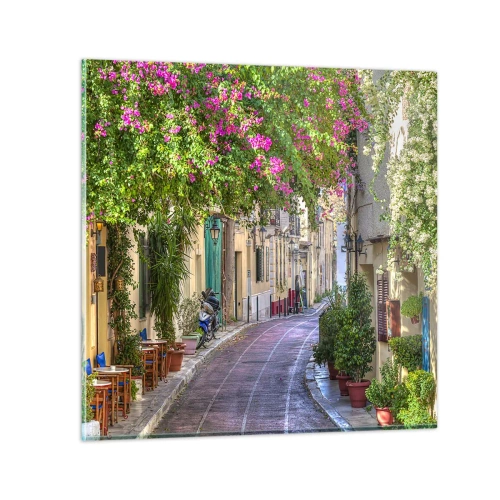 Impression sur verre - Image sur verre - Allée fleurie - 50x50 cm