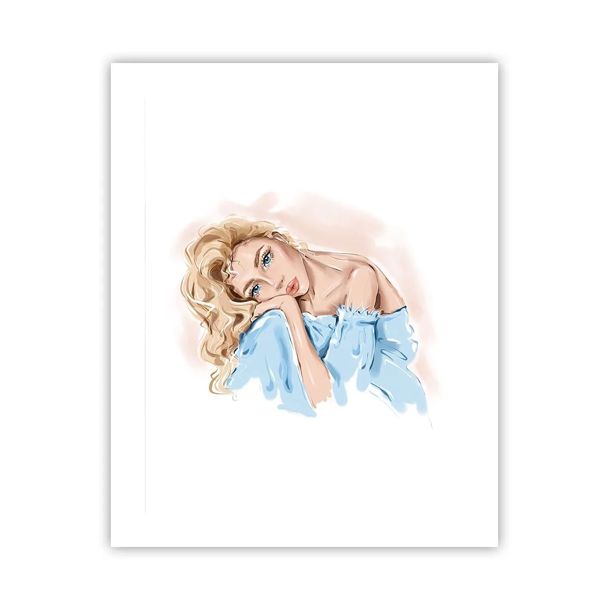 Affiche - Poster - Rêveuse en bleu - 40x50 cm