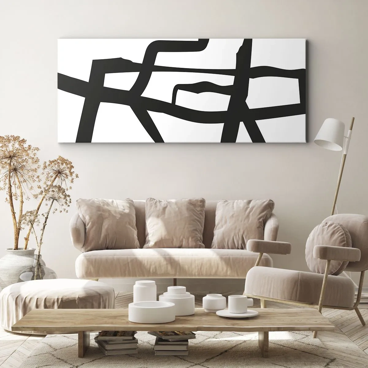 Impression sur toile - Image sur toile - Conception noir et blanc - 100x40 cm