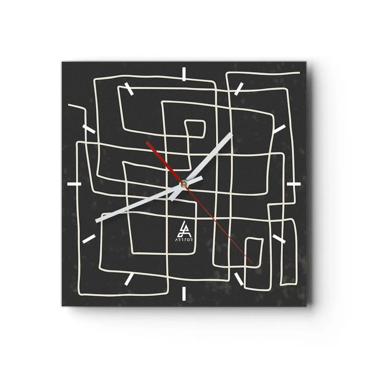 Horloge murale - Pendule murale - Motif géométrique abstrait sur fond sombre - 30x30cm - Pas aussi simple - Décoration murale moderne pour le salon et la chambre ARTTOR