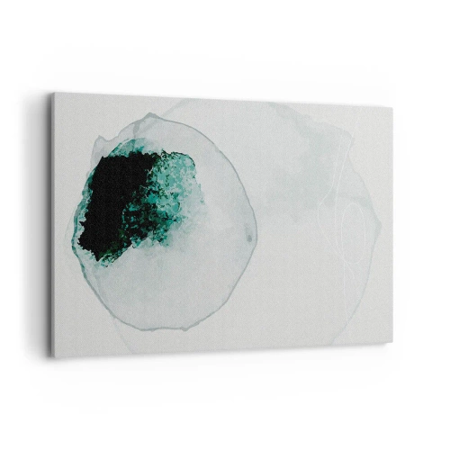 Impression sur toile - Image sur toile - Goutte d'eau abstraite avec des nuances de vert et de noir - 120x80cm - Dans une goutte d'eau - Décoration murale moderne pour le salon et la chambre ARTTOR