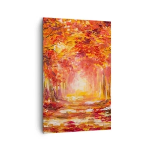 Impression sur toile - Image sur toile - Forêt d'automne aux tons cuivrés et dorés - 80x120cm - Forêt de cuivre - Décoration murale moderne pour le salon et la chambre ARTTOR