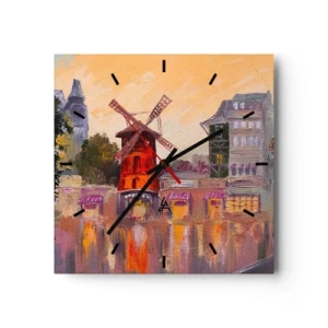 Horloge murale - Pendule murale - Icones parisiennes – le Moulin rouge - 40x40 cm
