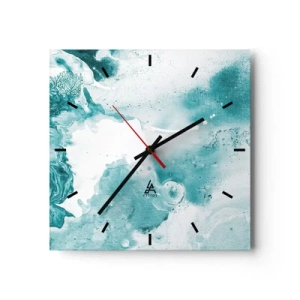 Horloge murale - Pendule murale - Abstraction dans des tons de bleu avec de délicats accents de blanc - 30x30cm - Marécage bleu - Décoration murale moderne pour le salon et la chambre ARTTOR
