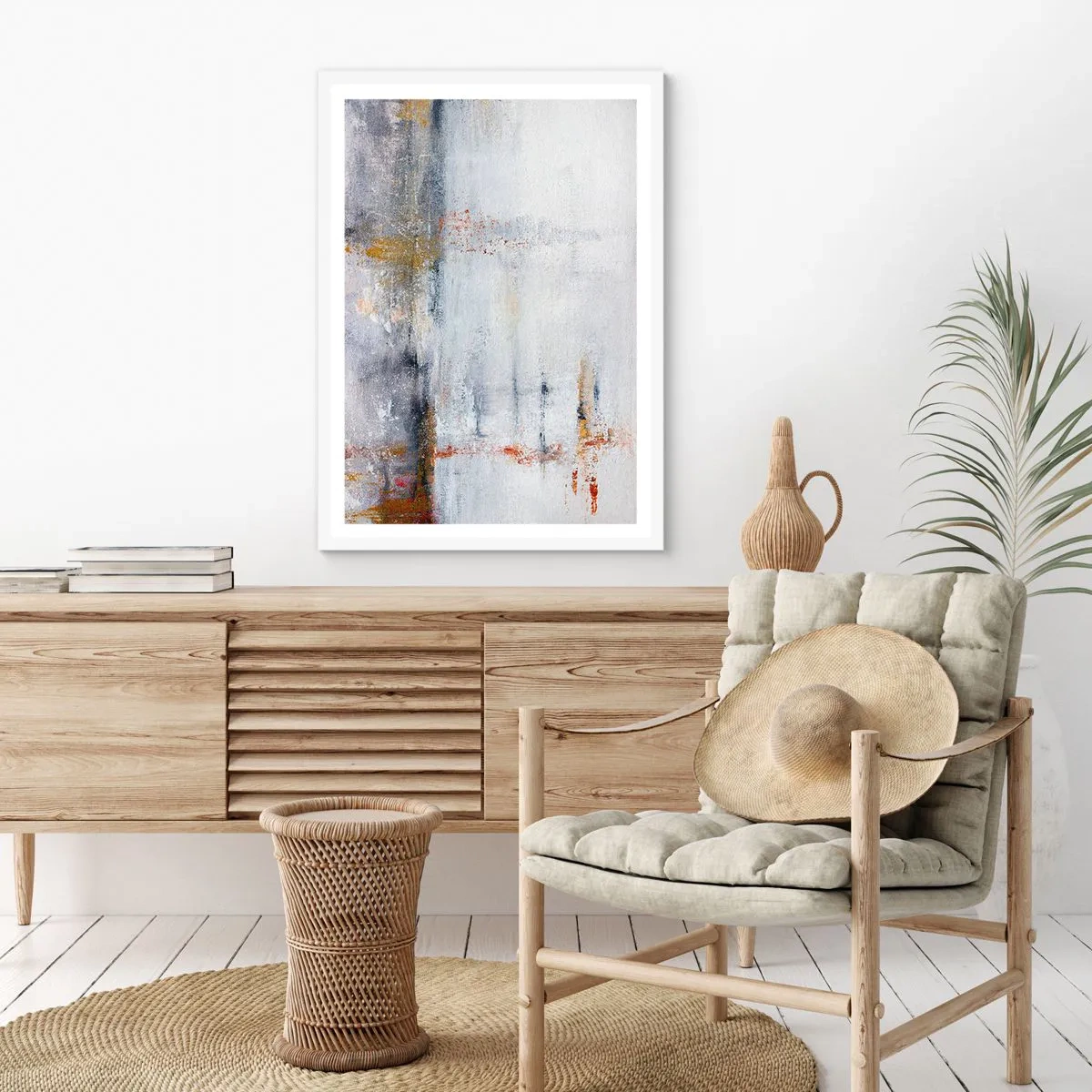 Affiche dans un cadre blanc - Poster - Derrière l'air un rideau - 70x100 cm