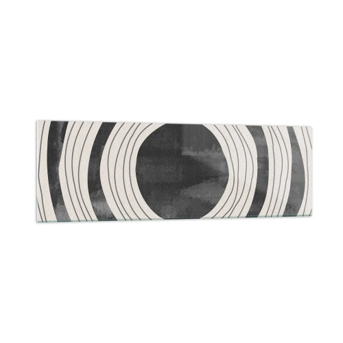 Impression sur verre - Image sur verre - Cercles concentriques noirs et blancs sur fond clair - 160x50cm - Droit au but - Décoration murale moderne pour le salon et la chambre ARTTOR