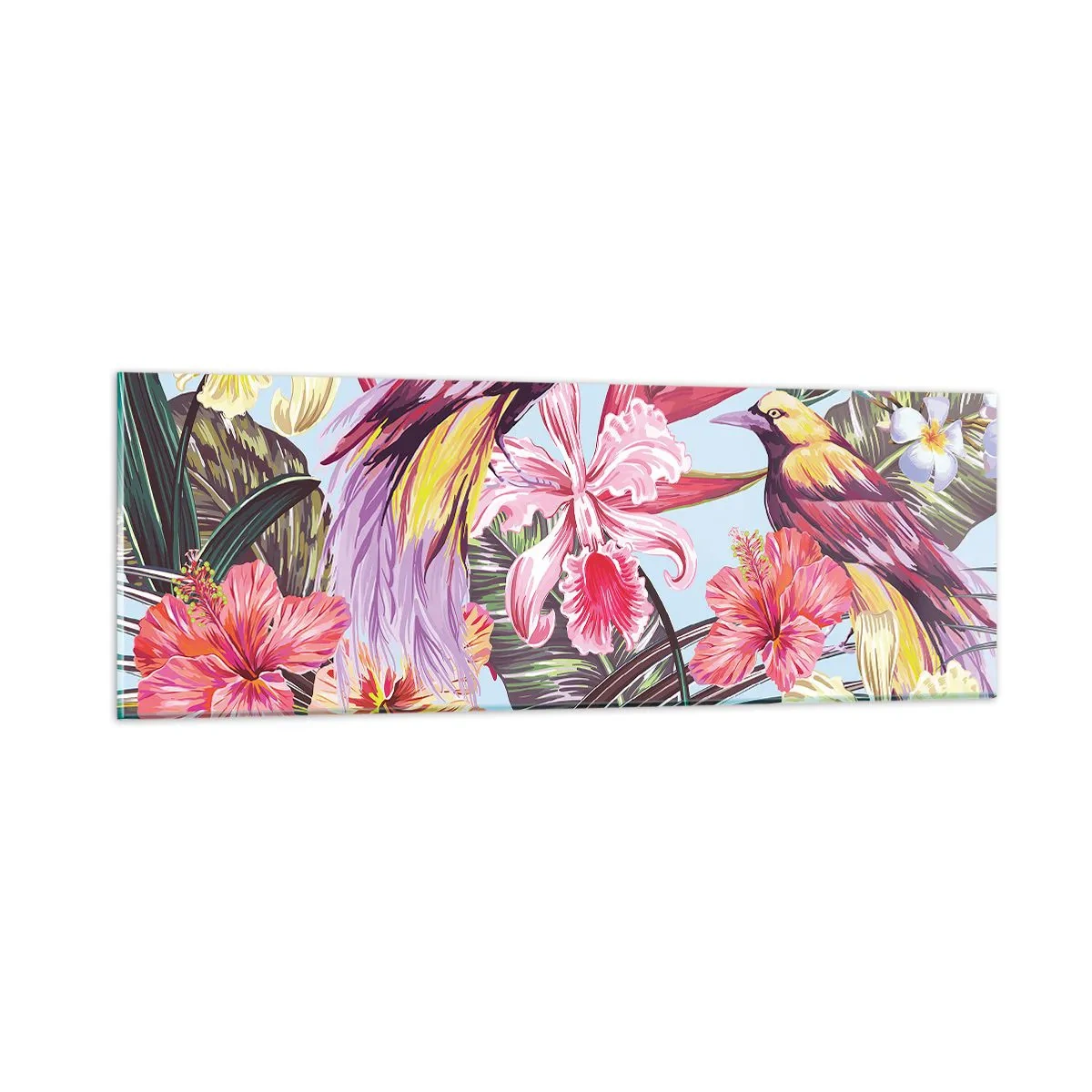 Impression sur verre - Image sur verre - Pétales et plumes - 90x30 cm