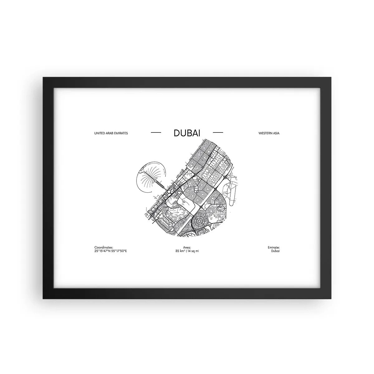 Affiche dans un cadre noir - Poster - Anatomie de Dubaï - 40x30 cm