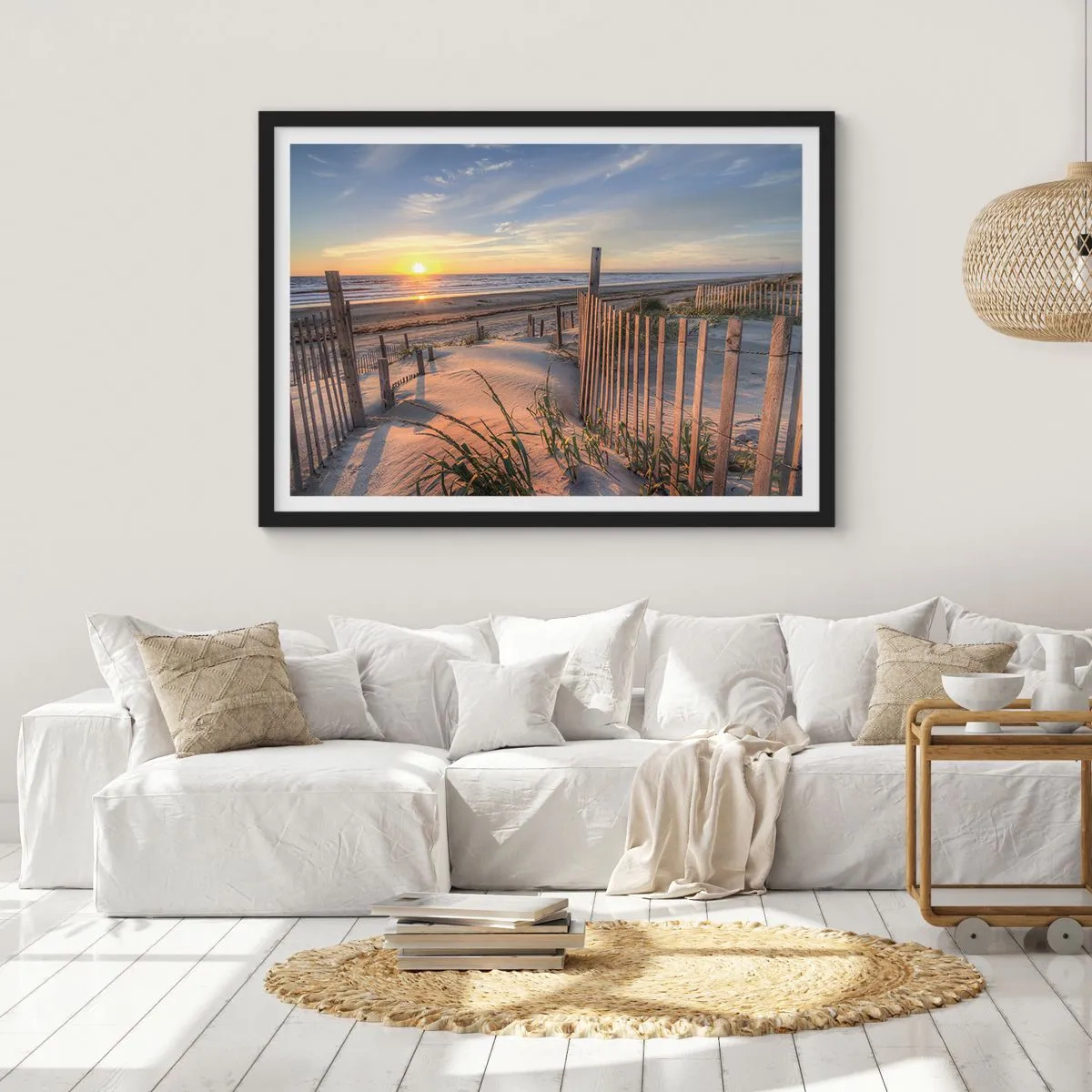 Affiche dans un cadre noir - Poster - Ombre et brillance du vent - 91x61 cm