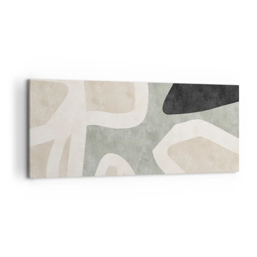 Impression sur toile - Image sur toile - Formes abstraites aux couleurs tamisées - 120x50cm - Composition pour motif noir - Décoration murale moderne pour le salon et la chambre ARTTOR