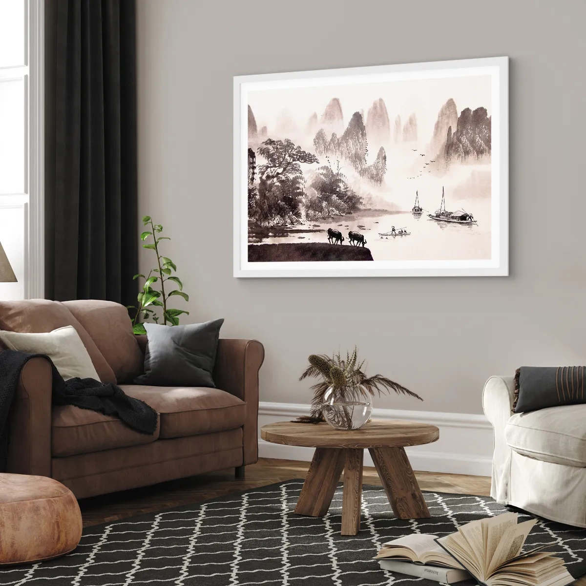 Affiche dans un cadre blanc - Poster - Le quotidien exotique de l'Orient - 50x40 cm