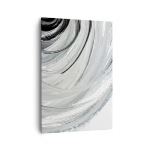 Impression sur toile - Image sur toile - Un tourbillon monochrome dans des tons de gris et de noir - 70x100cm - Composition orbitale - Décoration murale moderne pour le salon et la chambre ARTTOR