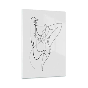 Impression sur verre - Image sur verre - Une silhouette féminine dessinée avec une seule ligne sur un fond blanc - 50x70cm - Vraiment, tu es comme ça... - Décoration murale moderne pour le salon et la chambre ARTTOR