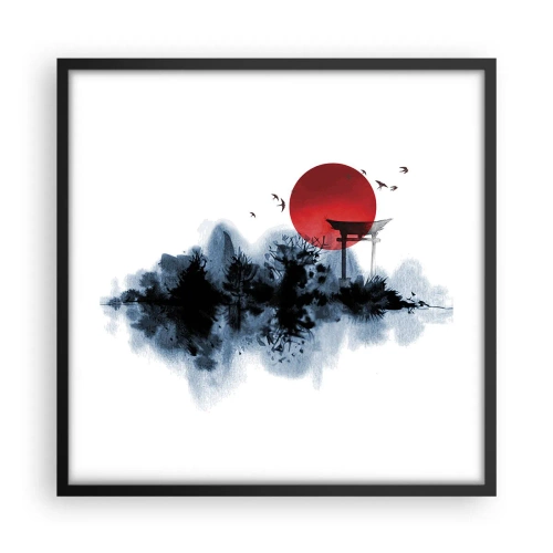 Affiche dans un cadre noir - Poster - Vue japonnaise - 50x50 cm