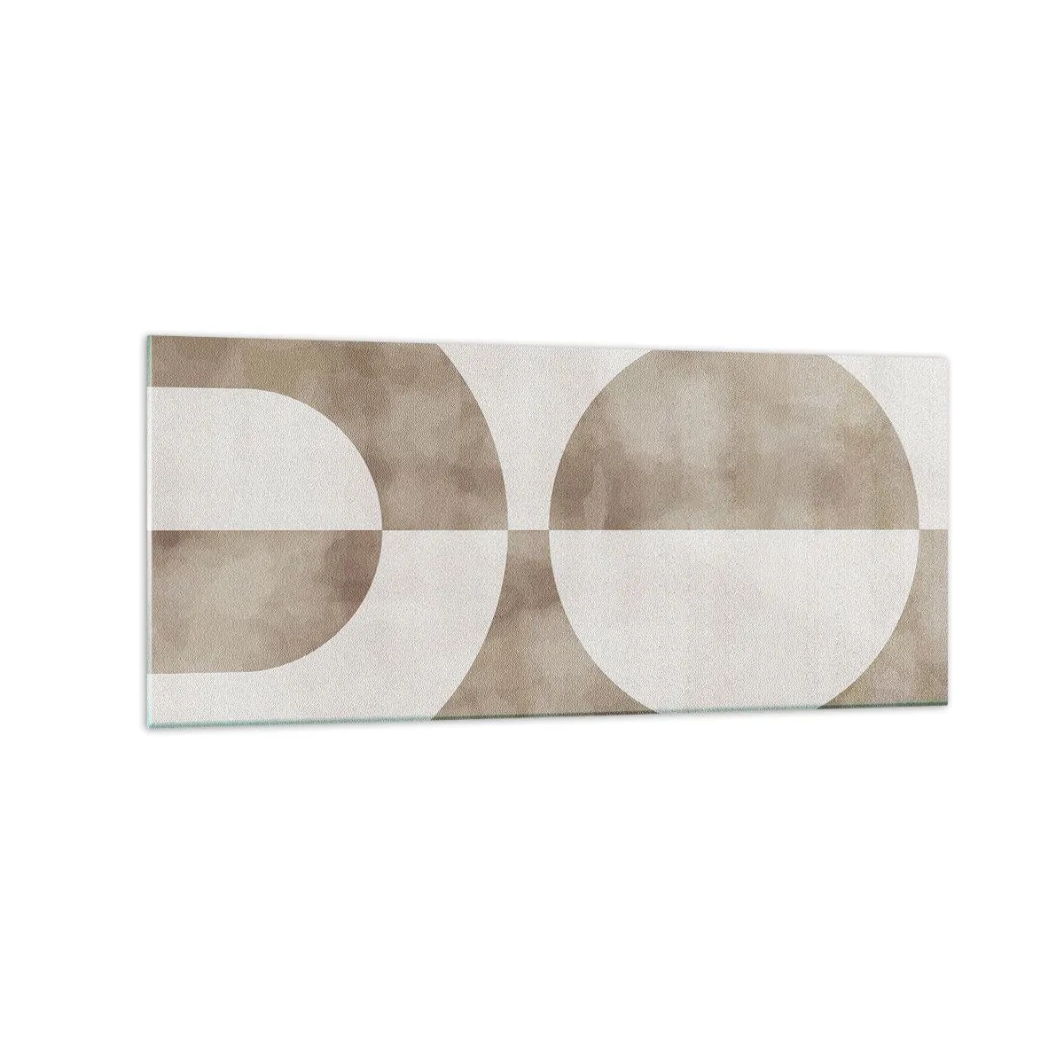 Impression sur verre - Image sur verre - Une peinture abstraite dans les tons beiges avec des formes géométriques et de la symétrie. - 120x50cm - Similitudes et différences - Décoration murale moderne pour le salon et la chambre ARTTOR