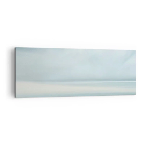Impression sur toile - Image sur toile - Un paysage minimaliste aux nuances délicates de bleu - 140x50cm - Paix à l'horizon - Décoration murale moderne pour le salon et la chambre ARTTOR