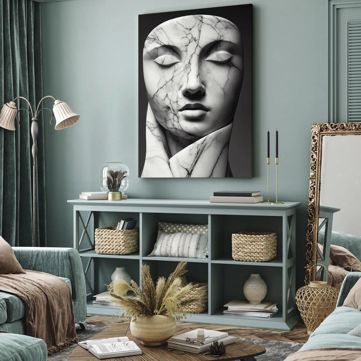 Impression sur toile - Image sur toile - Marmurowe kształty - 45x80 cm