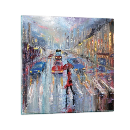 Impression sur verre - Image sur verre - Après-midi pluvieux en ville - 50x50 cm
