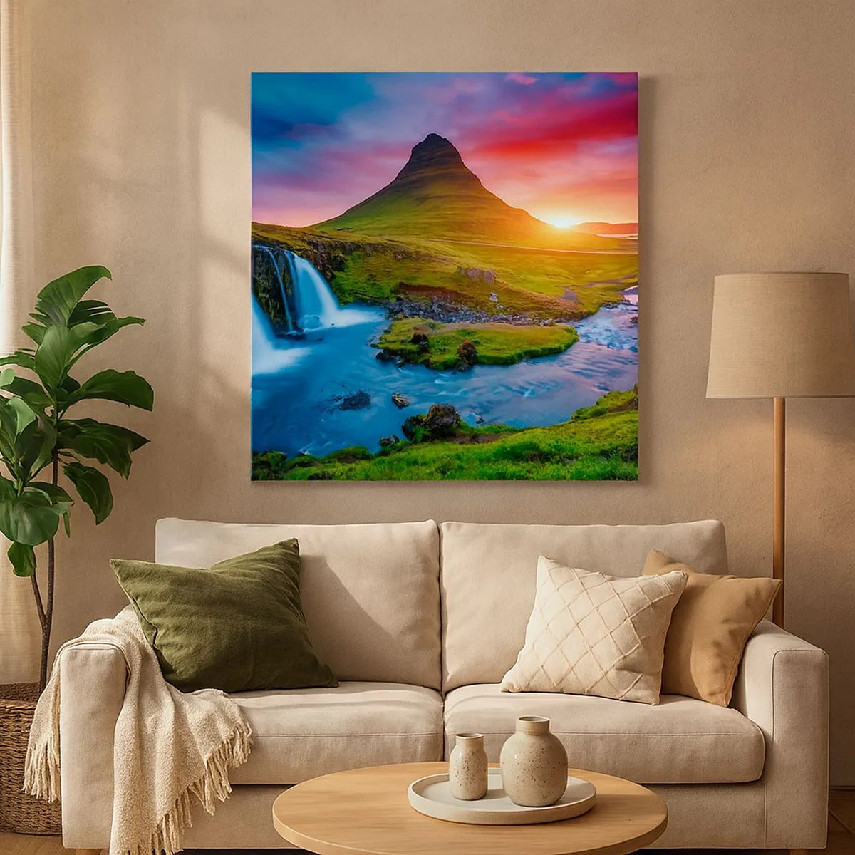 Impression sur toile - Image sur toile - Islande - feu et eau - 30x30 cm