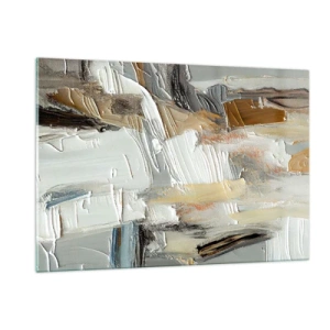 Impression sur verre - Image sur verre - Une composition abstraite aux tons terreux avec une texture distinctive. - 120x80cm - Couches colorées - Décoration murale moderne pour le salon et la chambre ARTTOR