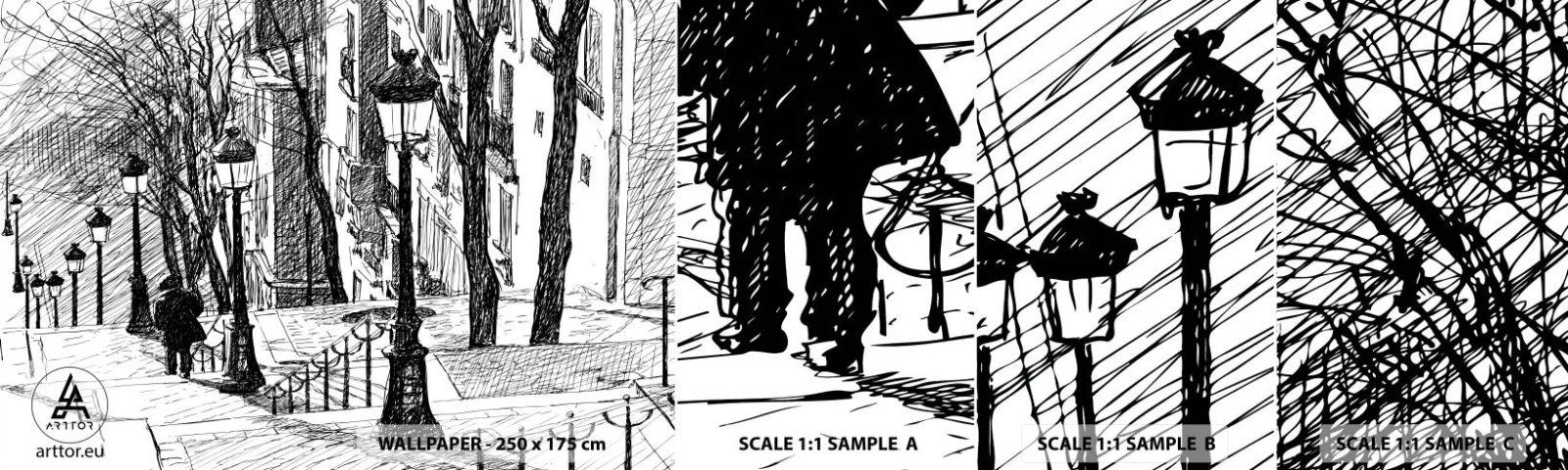 Échantillon De Papier Peint Standard Eco - Une histoire d'amour ou une histoire d'horreur ? - Montmartre, Architecture, Paris - 100x30 cm