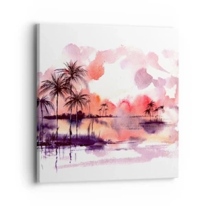 Impression sur toile - Image sur toile - La tranquillité des tropiques en rouge - 40x40 cm