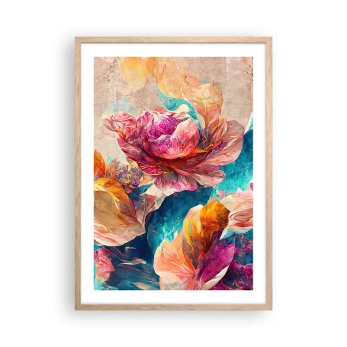 Affiche dans un chêne clair - Poster - Splendeur colorée du bouquet - 50x70 cm