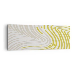 Impression sur toile - Image sur toile - Un motif abstrait avec des lignes ondulées dans des tons de jaune et de beige. - 140x50cm - Une composition au léger virage - Décoration murale moderne pour le salon et la chambre ARTTOR