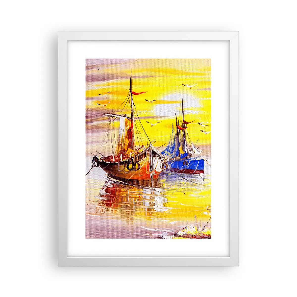 Affiche dans un cadre blanc - Poster - Un repos bien mérité au port - 30x40 cm