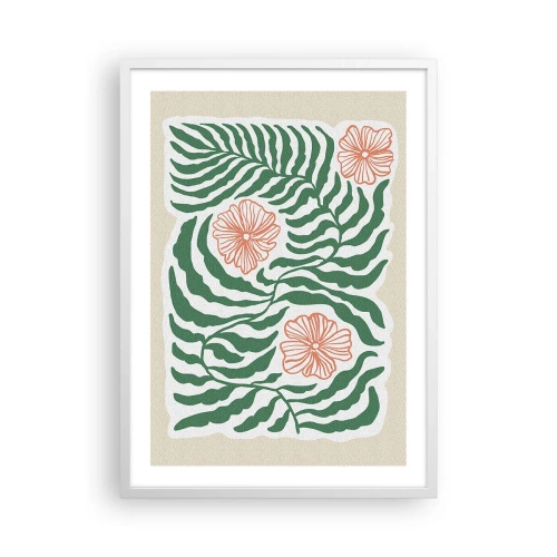 Affiche dans un cadre blanc - Poster - Fleurit en vert - 50x70 cm